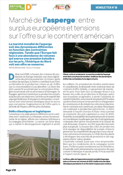 Lettre d&rsquo;information Asparagus & Berries World n° 18