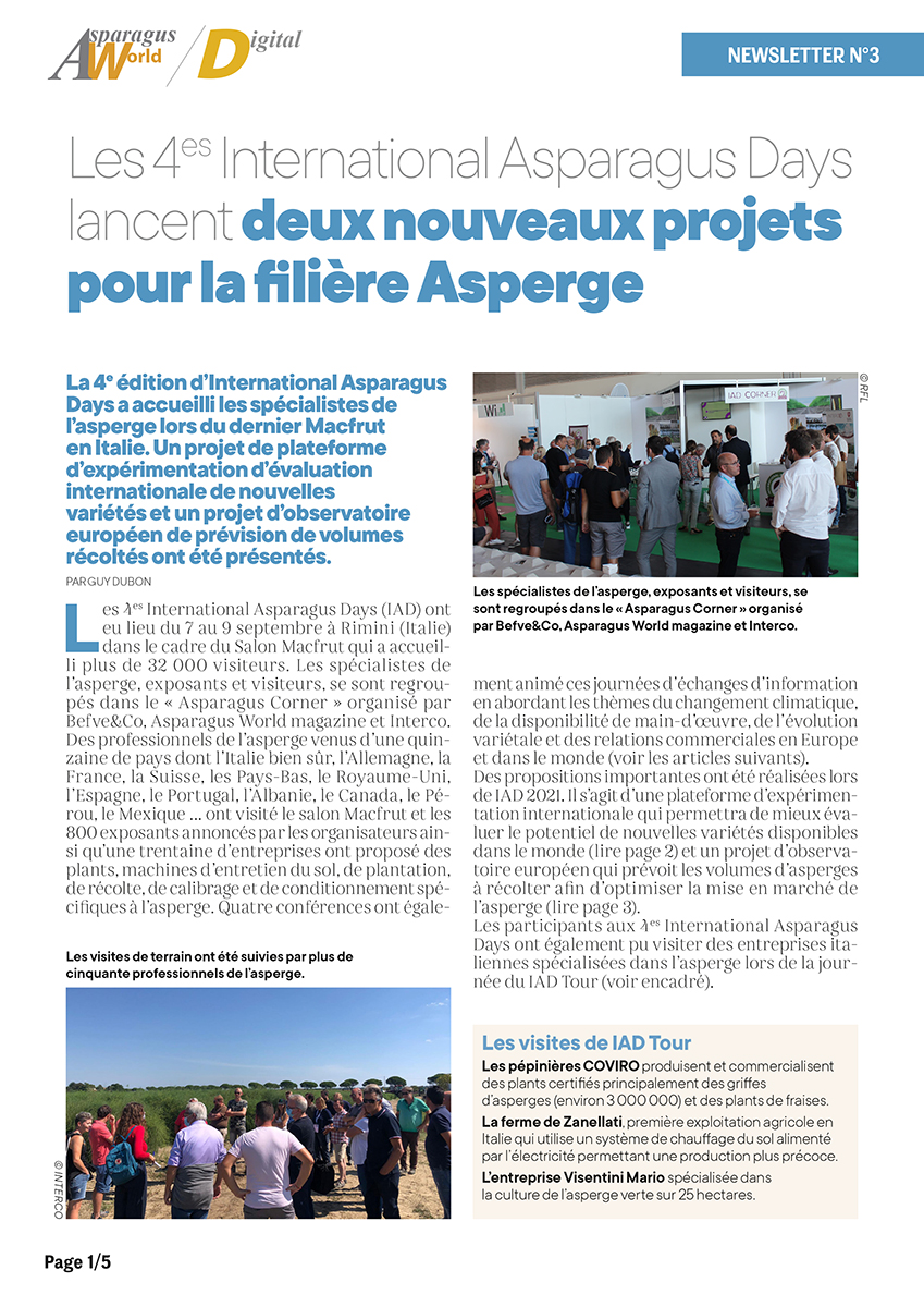 Lettre d&rsquo;information Asparagus World #03