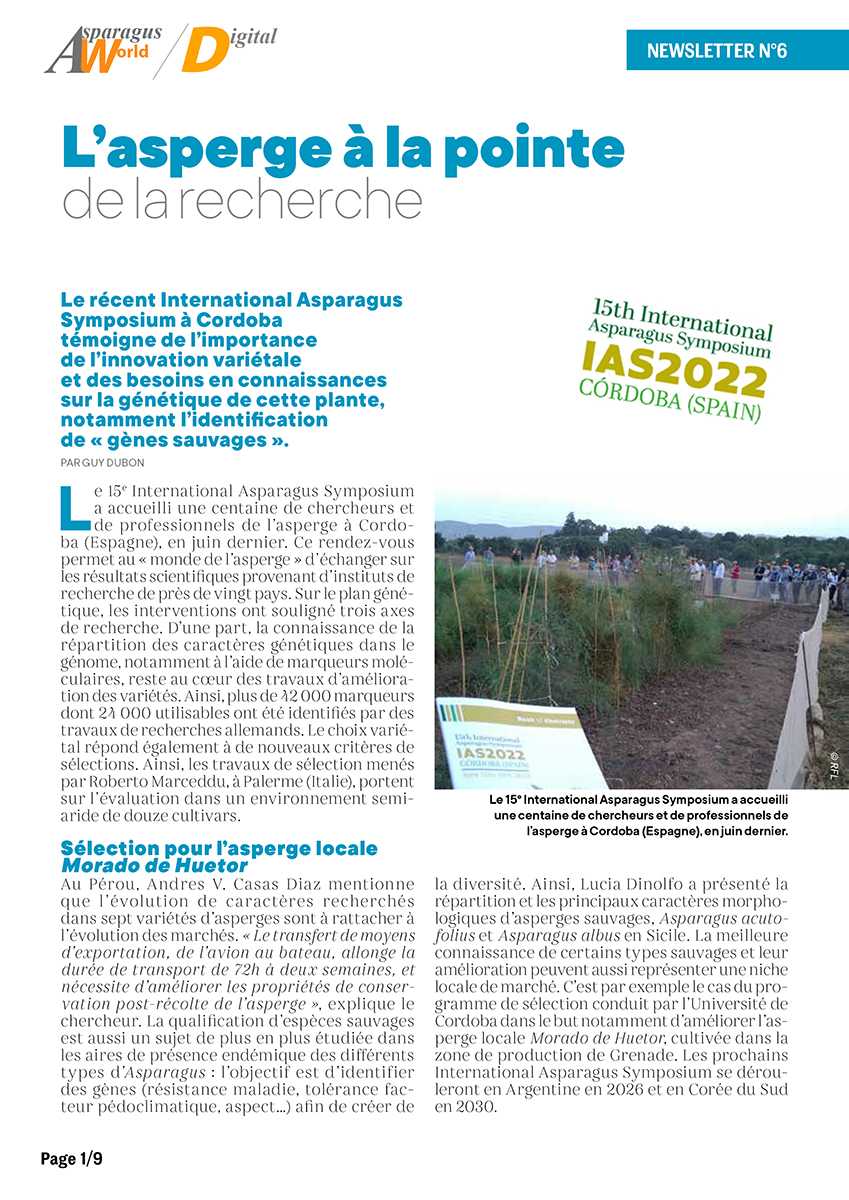 Lettre d&rsquo;information Asparagus World #06