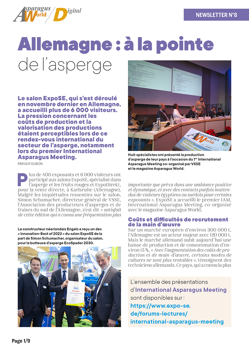 Lettre d&rsquo;information Asparagus World #08